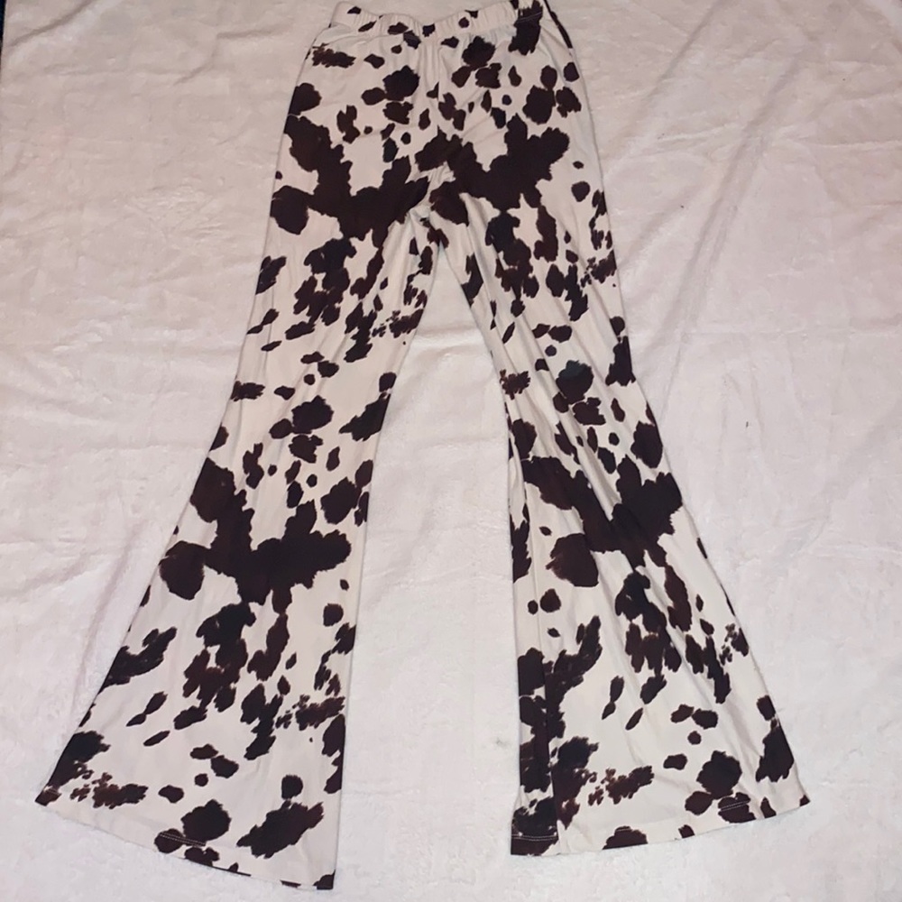 Cowprint flare pants